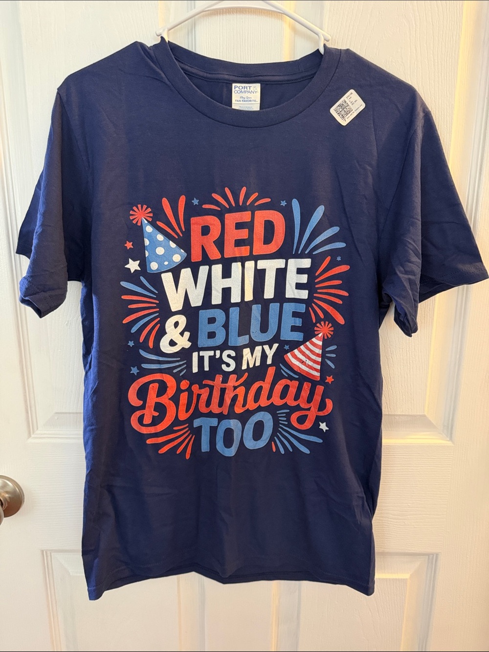 Women’s Navy "Red White & Blue It's My Birthday Too" Graphic Tee